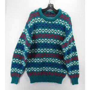 VINTAGE Sweater Large Jonathan David Pullover Tribal Grandpa Aztec 90s